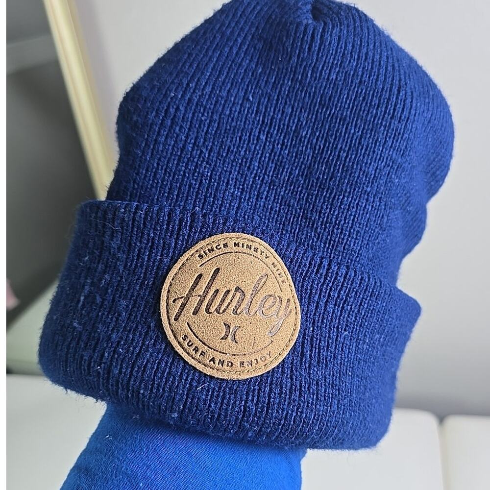 Hurley Blue Beanie Hat Mens One Size Logo Surf Skate Ski Board Winter